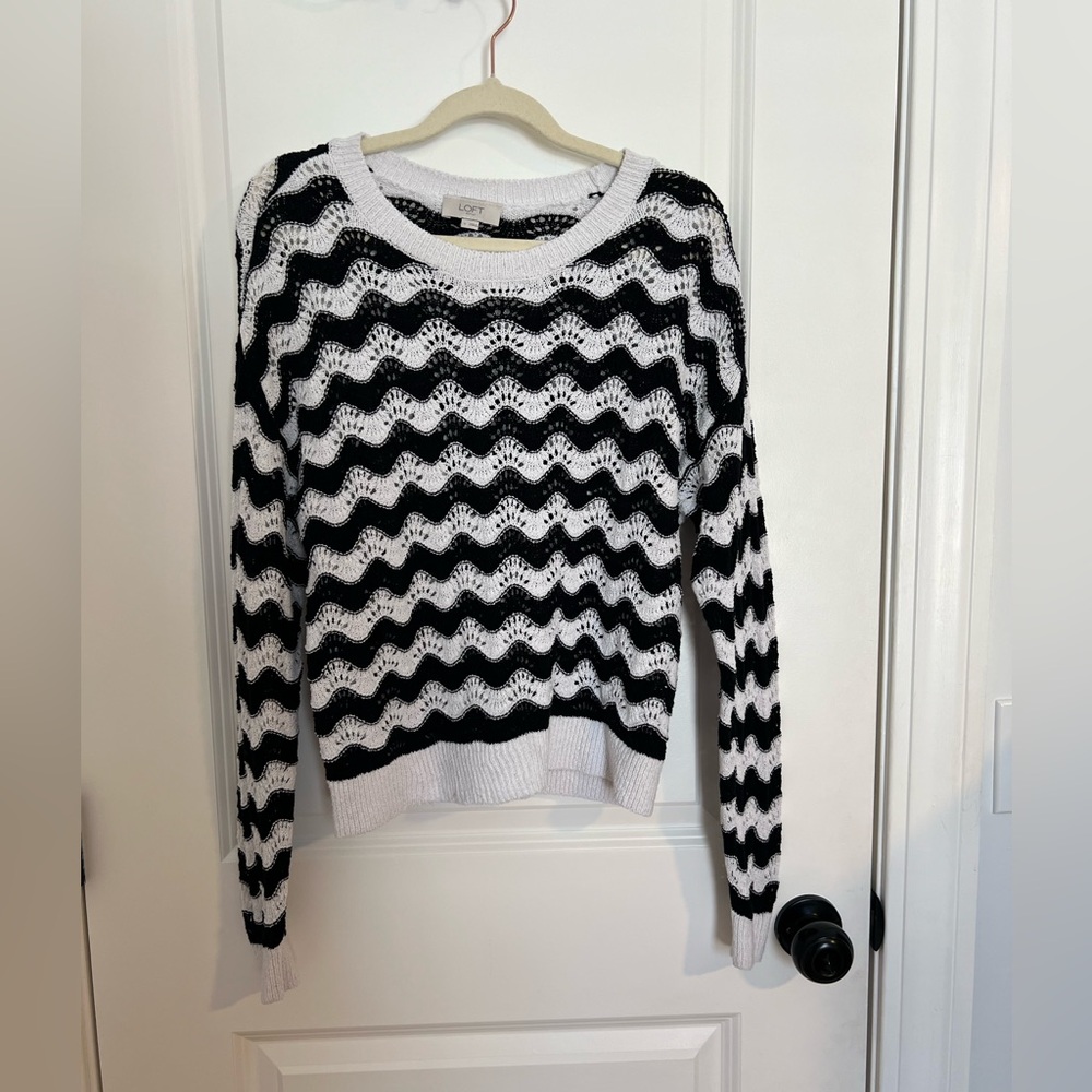 LOFT Monochrome Wave Pattern Sweater